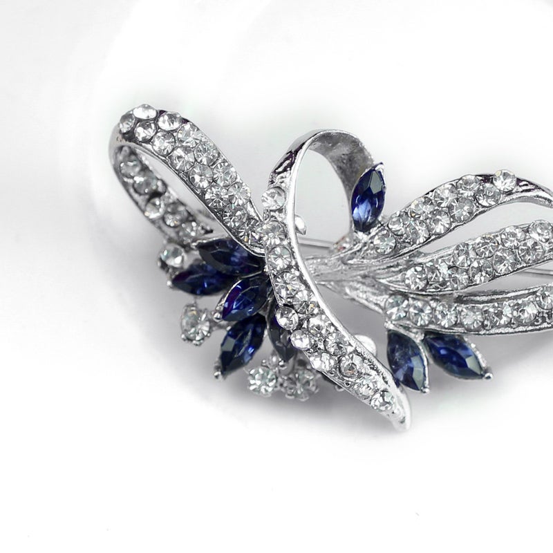 Merdia Created Crystal Brooch & Pins for Women | Vintage Brooches & Hat Pins, 2.5 Inches Blue - Image 3